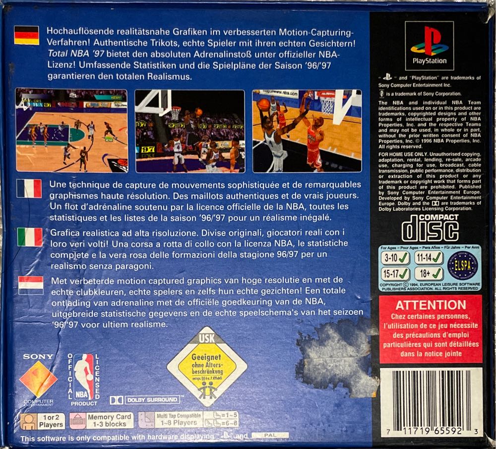 Total Nba 97 - Sony PlayStation (Sony Computer Entertainement Europe - 1-2) video game collectible [Barcode 711719655923] - Main Image 2