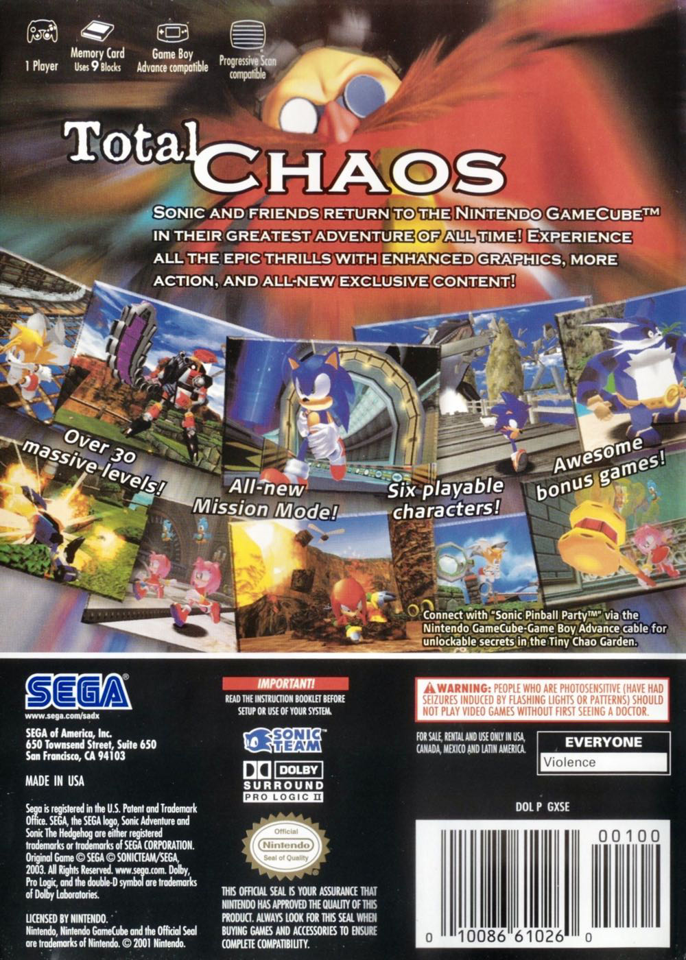 Sonic Adventure DX - Valve Steam Deck (Sega - 1) video game collectible [Barcode 01008661026] - Main Image 2