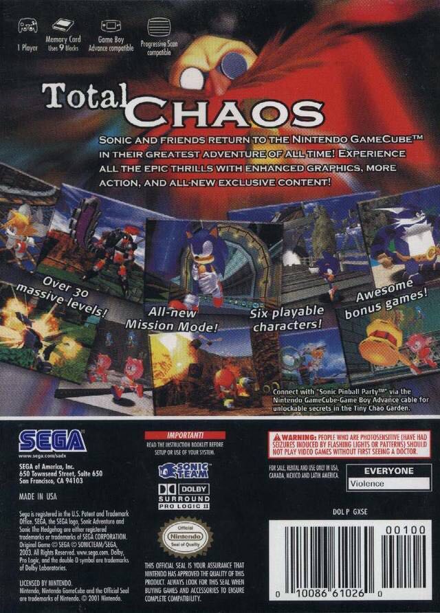 Sonic Adventure DX: Director’s Cut - Nintendo GameCube (Sega - 1) video game collectible - Main Image 2