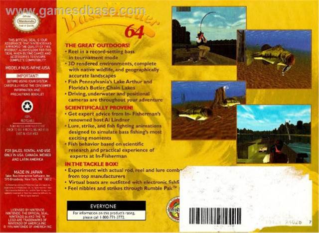 Bass Hunter 64 - Nintendo 64 (N64) (Take 2 Interactive - 1) video game collectible [Barcode 710425240287] - Main Image 2