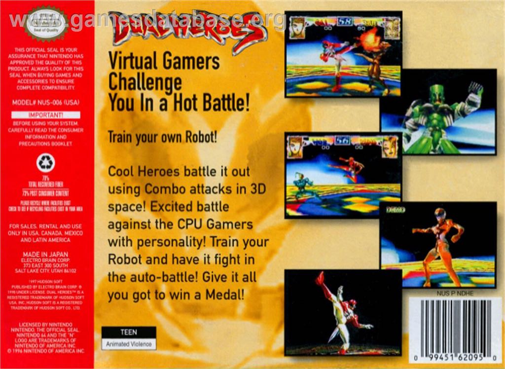 Dual Heroes - Nintendo 64 (N64) (Hudson Soft / Electro Brain) video game collectible - Main Image 2