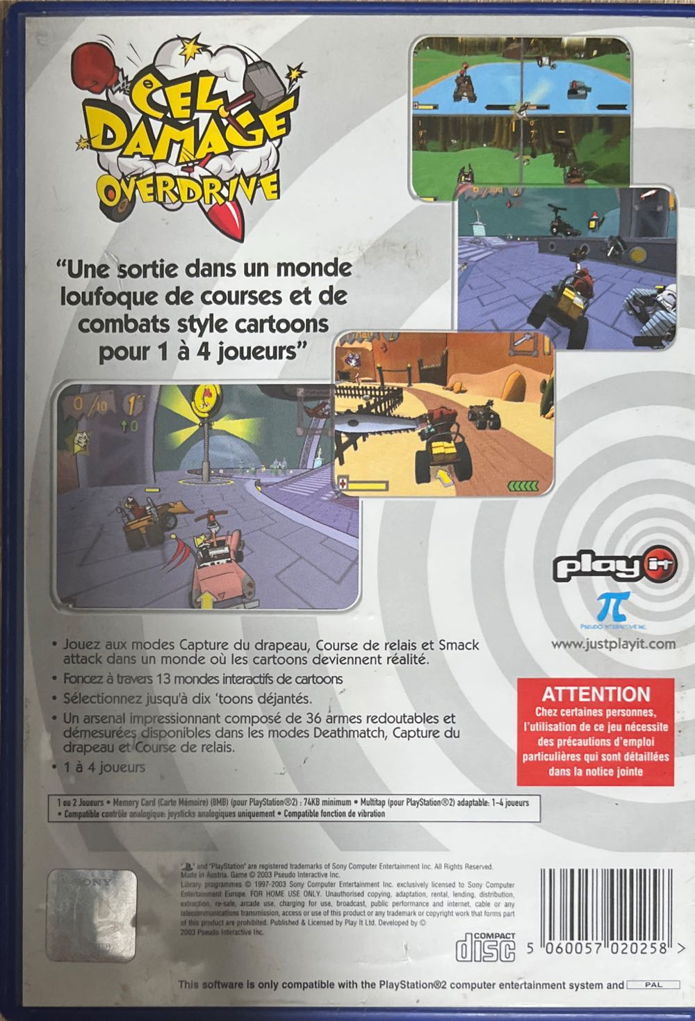 PS2 / Cel Damage Overdrive - Sony PlayStation 2 (PS2) (1-2) video game collectible [Barcode 5060057020258] - Main Image 2