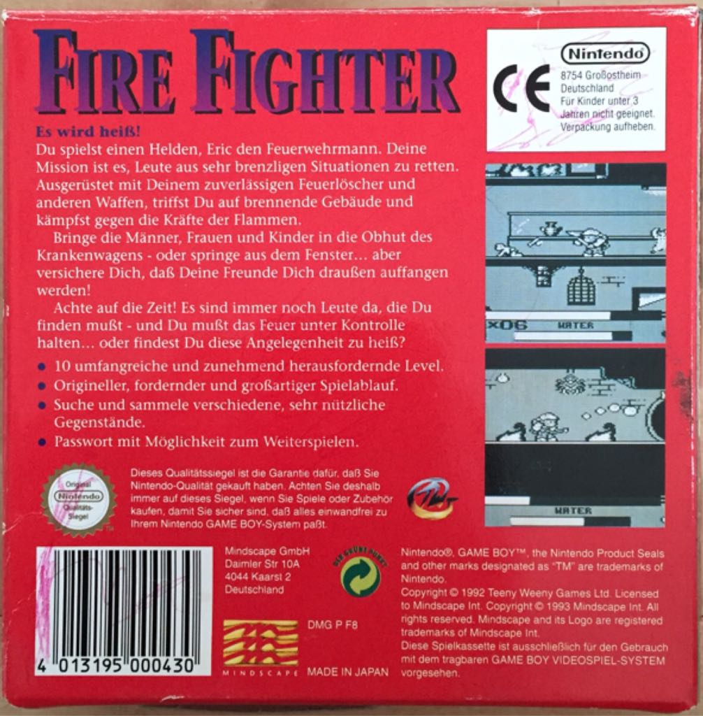 Fire Fighter - Nintendo Game Boy (Mindscape Entertainment) video game collectible [Barcode 4013195000430] - Main Image 2
