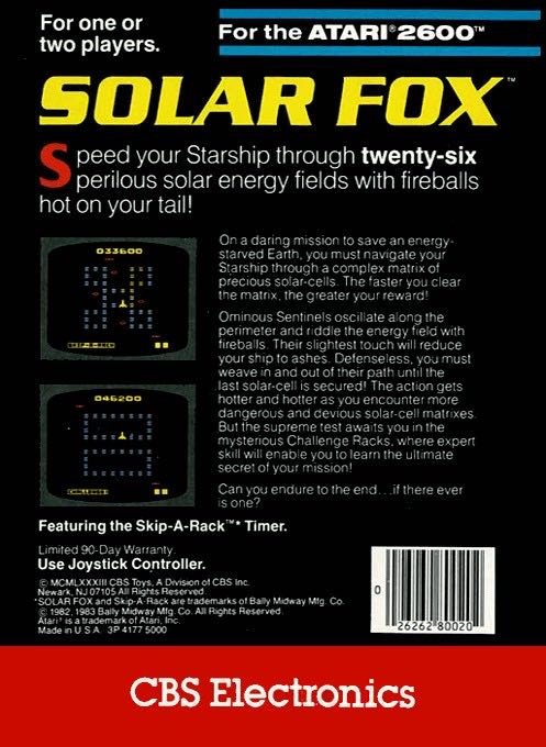 Solar Fox - Atari 2600 (CBS Electronics - 1) video game collectible - Main Image 2