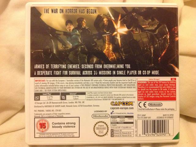 Resident Evil: The Mercenaries 3D - Nintendo 3DS (CE Europe, Ltd. - 1) video game collectible [Barcode 045496520908] - Main Image 2