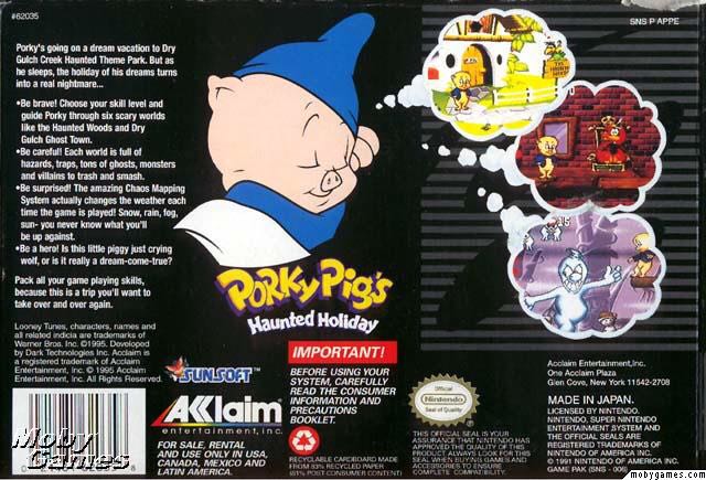 Porky Pig’s Haunted Holiday - Nintendo Super Nintendo Entertainment System (SNES) (Acclaim Entertainment, Inc.) video game collectible - Main Image 2