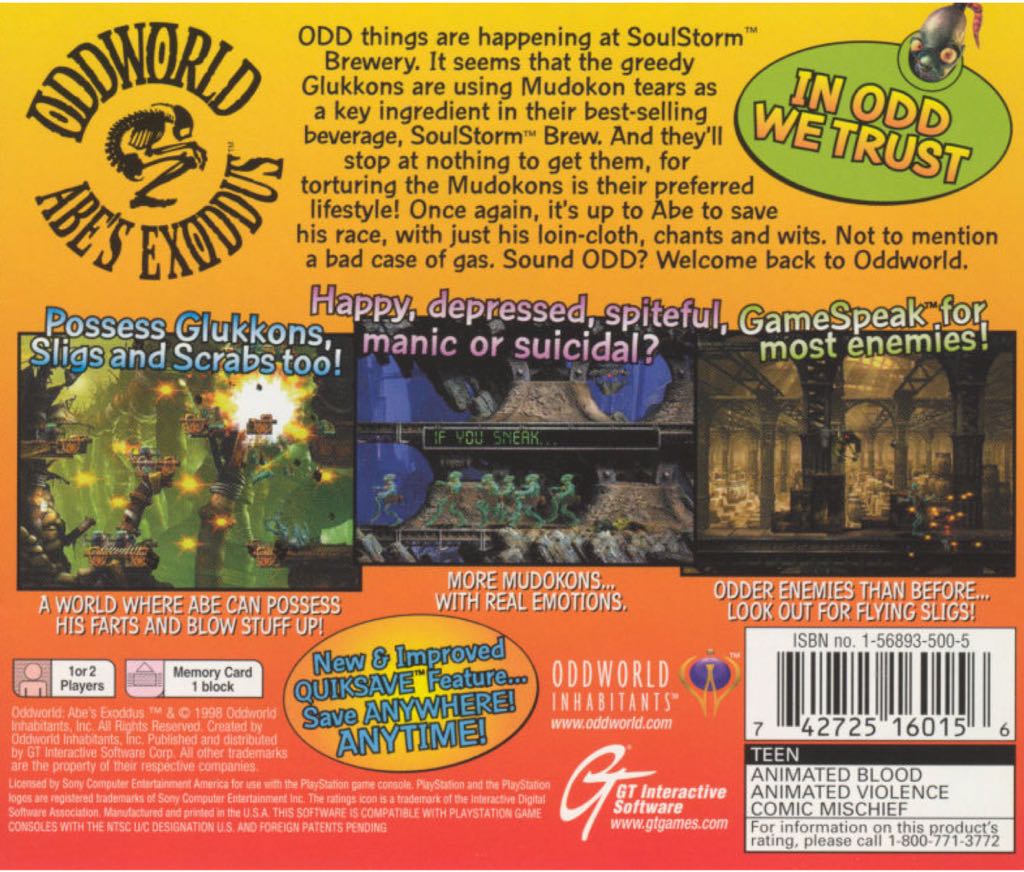 Oddworld: Abe’s Oddysee - Sony PlayStation video game collectible - Main Image 2