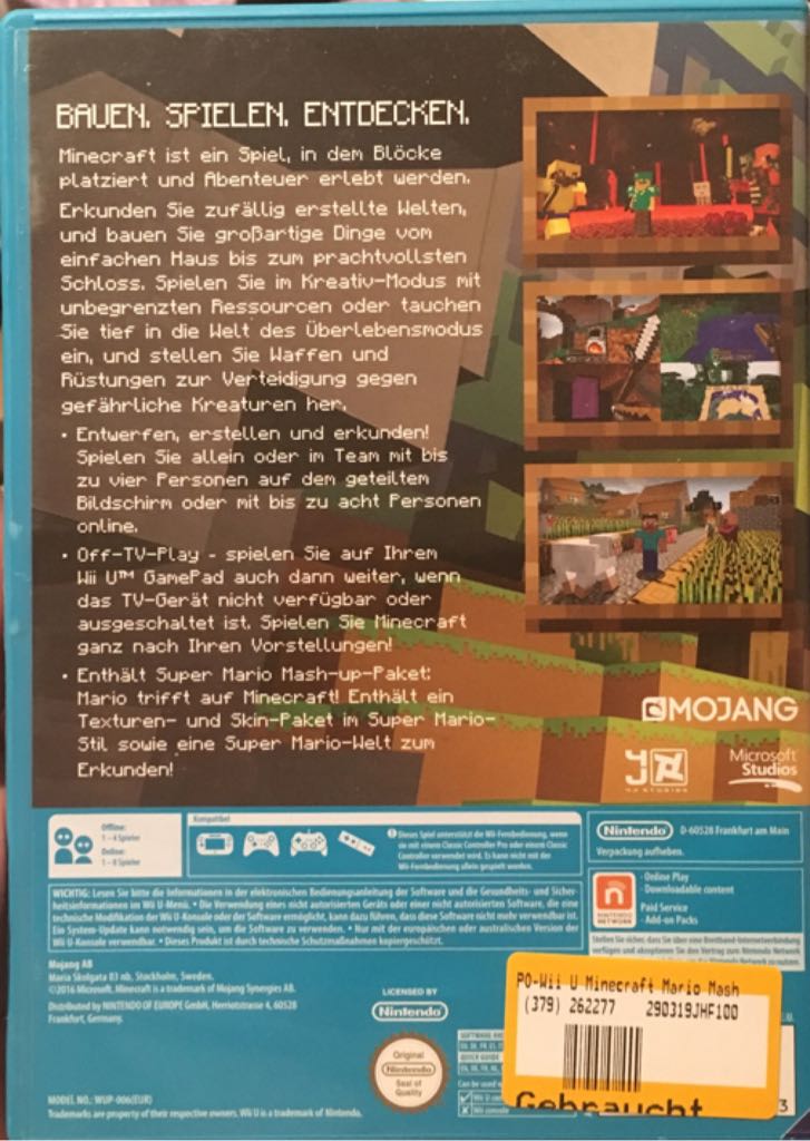 Minecraft - Nintendo Wii U (1-4) video game collectible [Barcode 045496336363] - Main Image 2