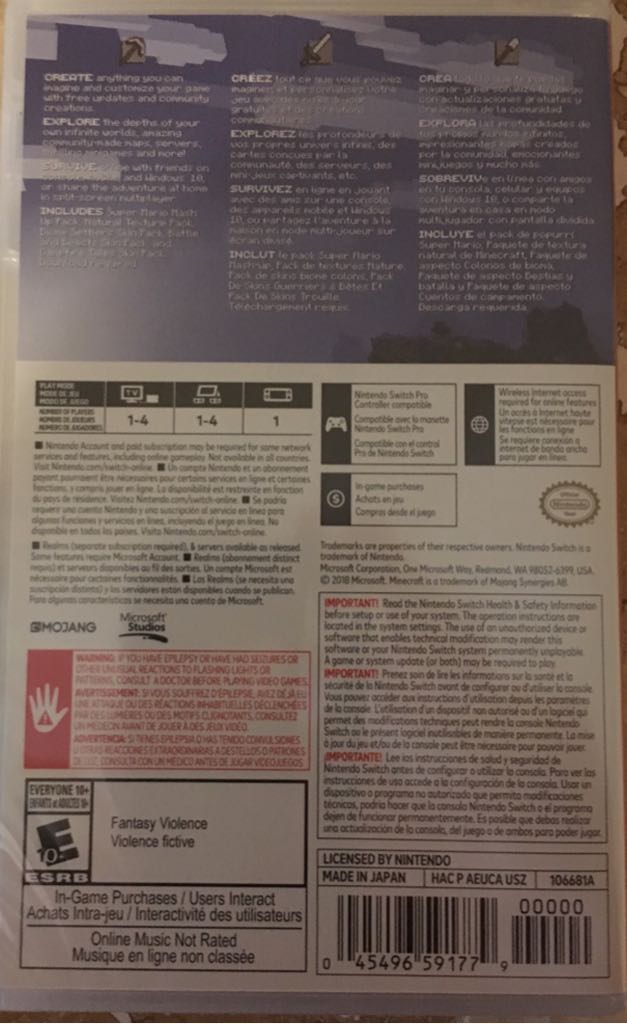 Minecraft - Nintendo Switch (Mojang - 1) video game collectible [Barcode 045496591779] - Main Image 2