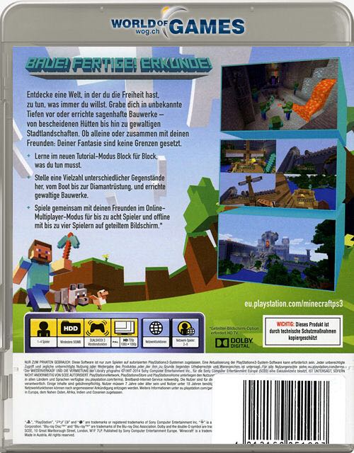 Minecraft: PlayStation 3 Edition - Sony PlayStation 3 (PS3) (Sony Computer Entertainment Europe - 1-4) video game collectible [Barcode 711719412410] - Main Image 2
