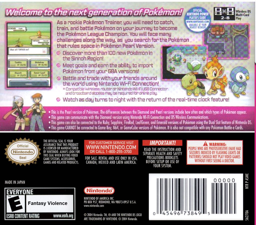 Pokémon Versione Perla - Nintendo DS (The Pokemon Company / Nintendo - 1) video game collectible [Barcode 045496464967] - Main Image 2