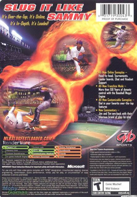 MLB SlugFest: Loaded - Microsoft Xbox (Midway Sports - 1-2) video game collectible [Barcode 031719300433] - Main Image 2