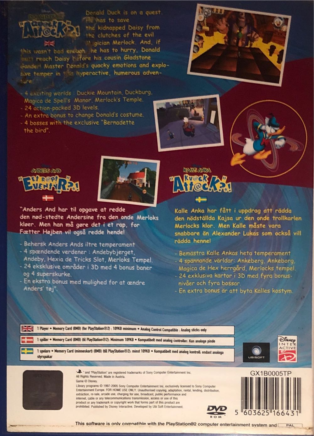 Disney’s Donald Duck: Goin’ Quackers - Sony PlayStation 2 (PS2) (Disney Games - 1) video game collectible [Barcode 5603625166431] - Main Image 2