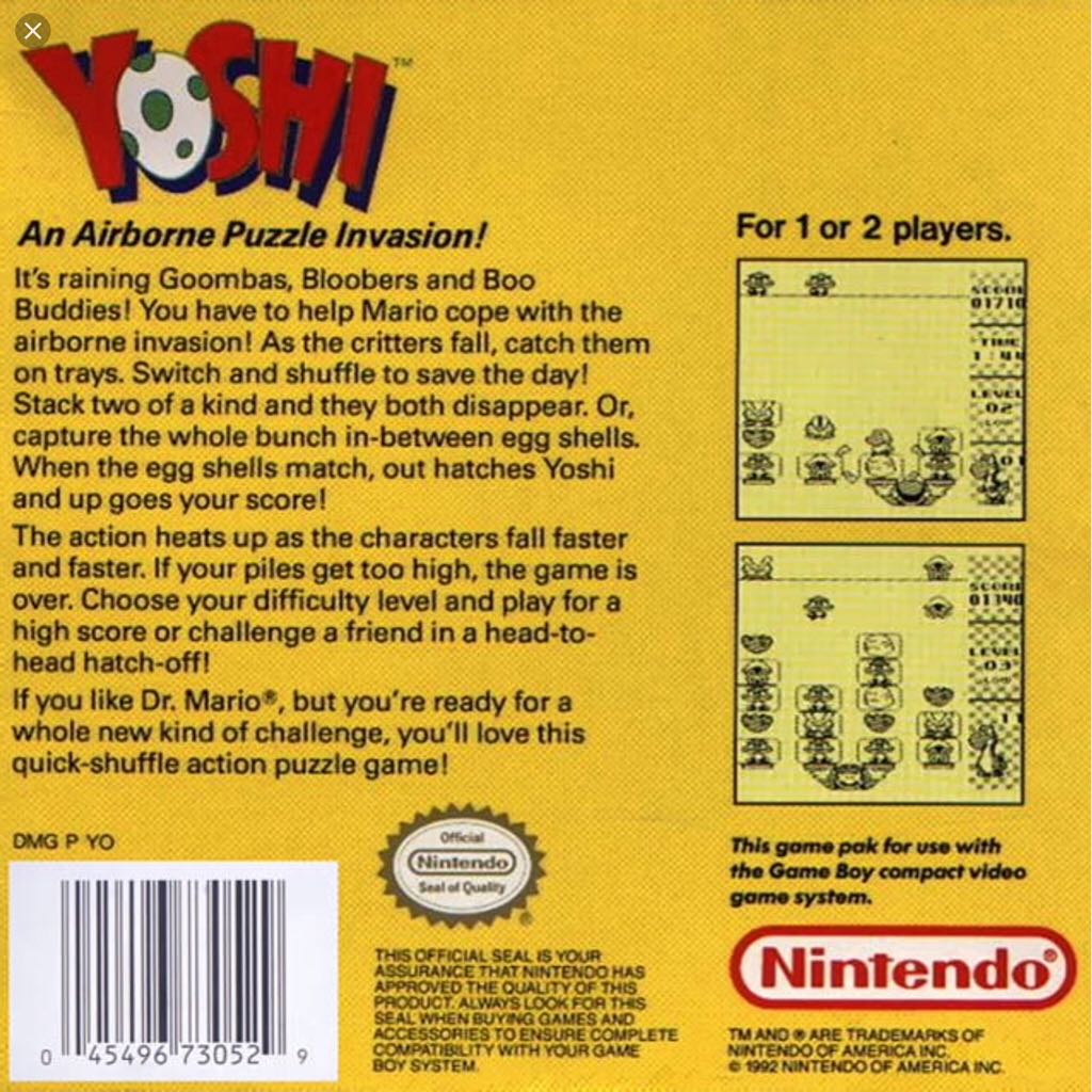 Mario & Yoshi - Nintendo Game Boy (Nintendo - 1-2) video game collectible - Main Image 2