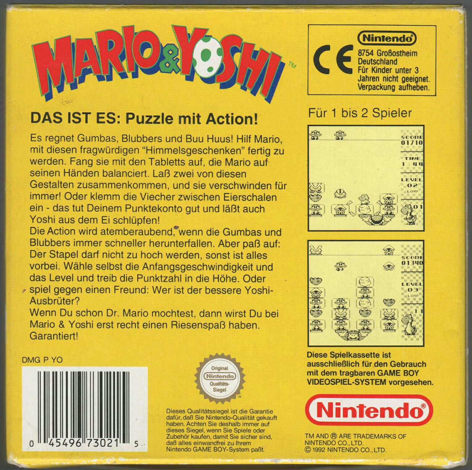 Mario & Yoshi - Nintendo Game Boy (Nintendo) video game collectible - Main Image 2