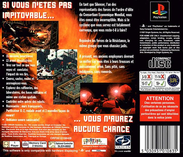 Crusader: No Remorse - Sony PlayStation (Electronics Arts - 1) video game collectible [Barcode 014633101317] - Main Image 2