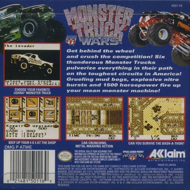 Monster Truck Wars - Nintendo Game Boy video game collectible - Main Image 2