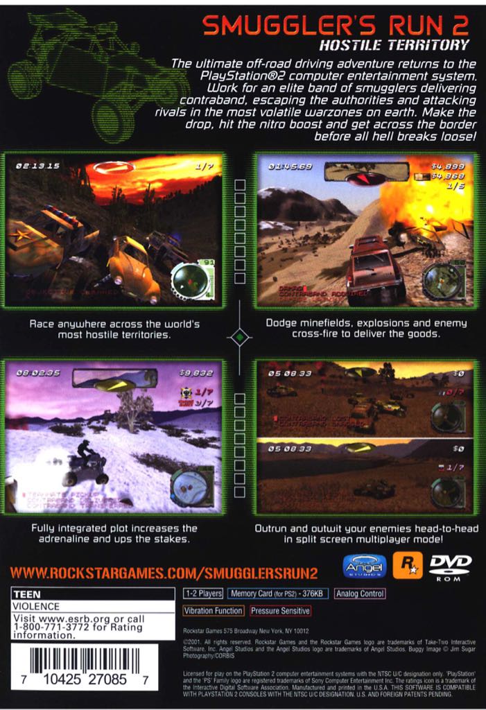 Smuggler’s Run 2 - Sony PlayStation 2 (PS2) (Rockstar Games - 1-2) video game collectible [Barcode 710425270857] - Main Image 2