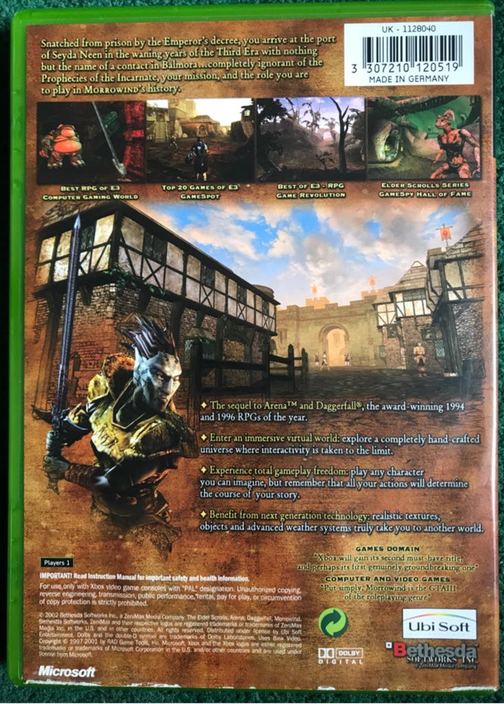 The Elder Scrolls 3: Morrowind - Microsoft Xbox (Bethesda Softworks - 1) video game collectible [Barcode 3307210120519] - Main Image 2