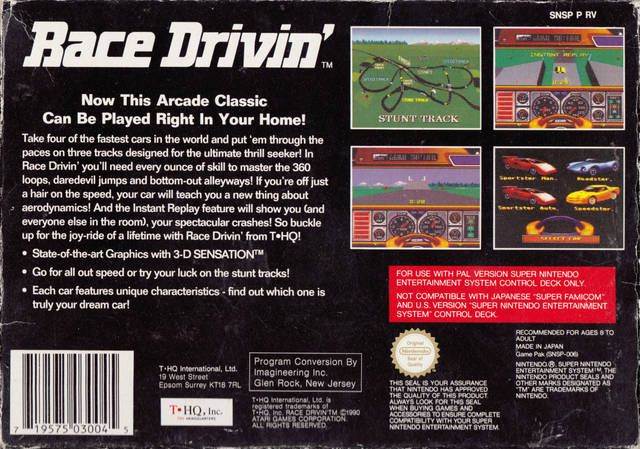 Race Drivin’ - Nintendo Super Nintendo Entertainment System (SNES) video game collectible - Main Image 2
