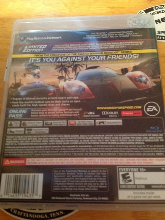 Need for Speed: Hot Pursuit - Sony PlayStation 3 (PS3) (Electronic Arts - 1) video game collectible [Barcode 014633194357] - Main Image 2