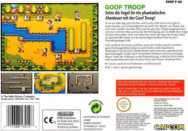 Disney’s Goof Troop - Nintendo Super Nintendo Entertainment System (SNES) (Capcom - 1) video game collectible - Main Image 2