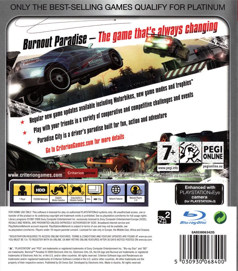 Burnout Paradise - Sony PlayStation 3 (PS3) (Electronic Arts/EA Games - 8) video game collectible [Barcode 5030931055034] - Main Image 2
