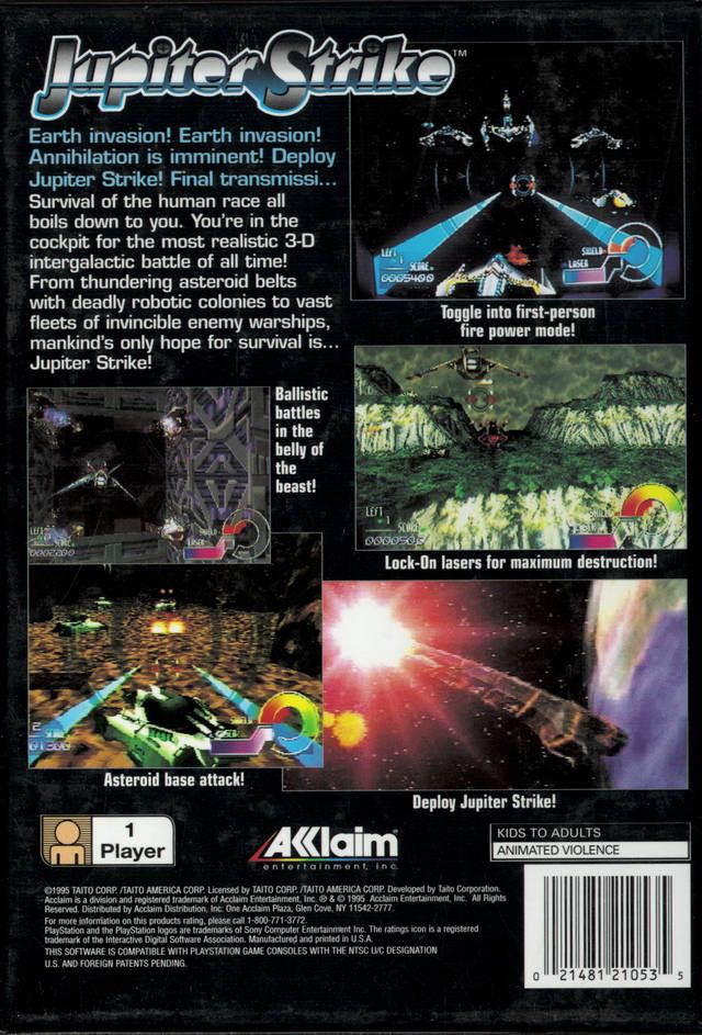 Jupiter Strike - Sony PlayStation (Acclaim - 1) video game collectible [Barcode 021481210535] - Main Image 2