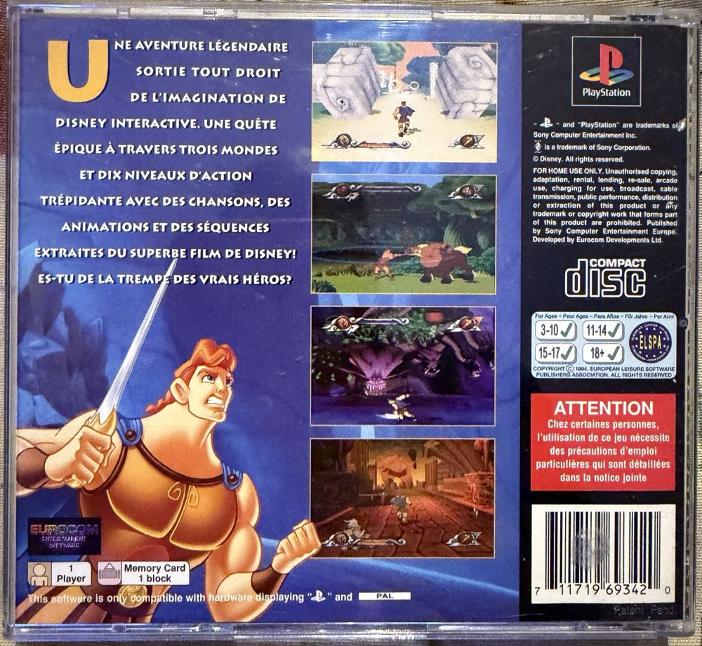 Hercules - Sony PlayStation (Disney Interactive Studios - 1) video game collectible [Barcode 711719693420] - Main Image 2