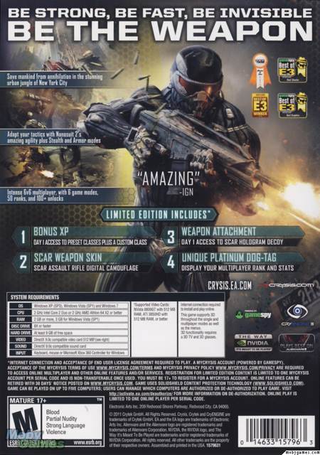 Crysis 2 Limited Edition - Microsoft Xbox 360 (Electronic Arts - 1) video game collectible [Barcode 5030932096517] - Main Image 2