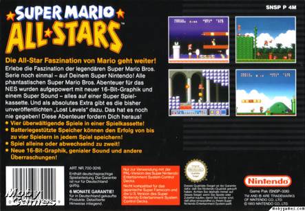 Super Mario All-Stars - Nintendo Super Nintendo Entertainment System (SNES) (Nintendo - 2) video game collectible - Main Image 2