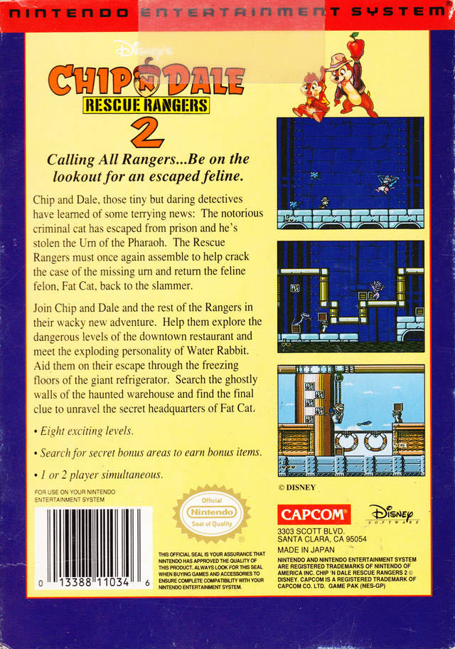 Chip and Dale Rescue Rangers - Nintendo Entertainment System (NES) (1-2) video game collectible - Main Image 2