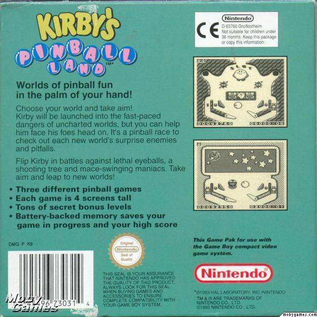 Kirby’s Pinball Land - Nintendo Game Boy video game collectible - Main Image 2