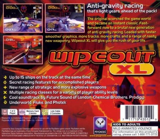 (1996) Wipeout XL - Sony PlayStation (Sony - 1) video game collectible [Barcode 4948872600101] - Main Image 2