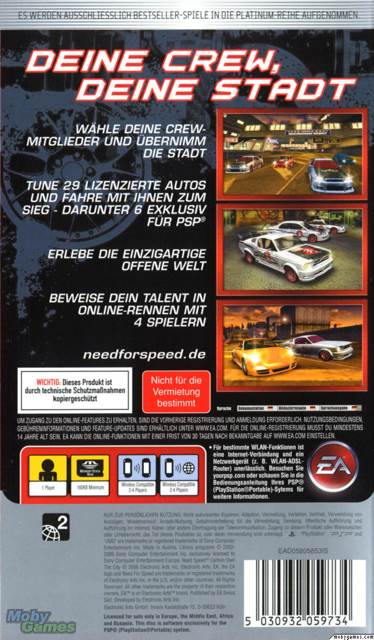 Need For Speed: Carbon Own The City - Sony PlayStation Portable (PSP) (1) video game collectible [Barcode 5030947059736] - Main Image 2