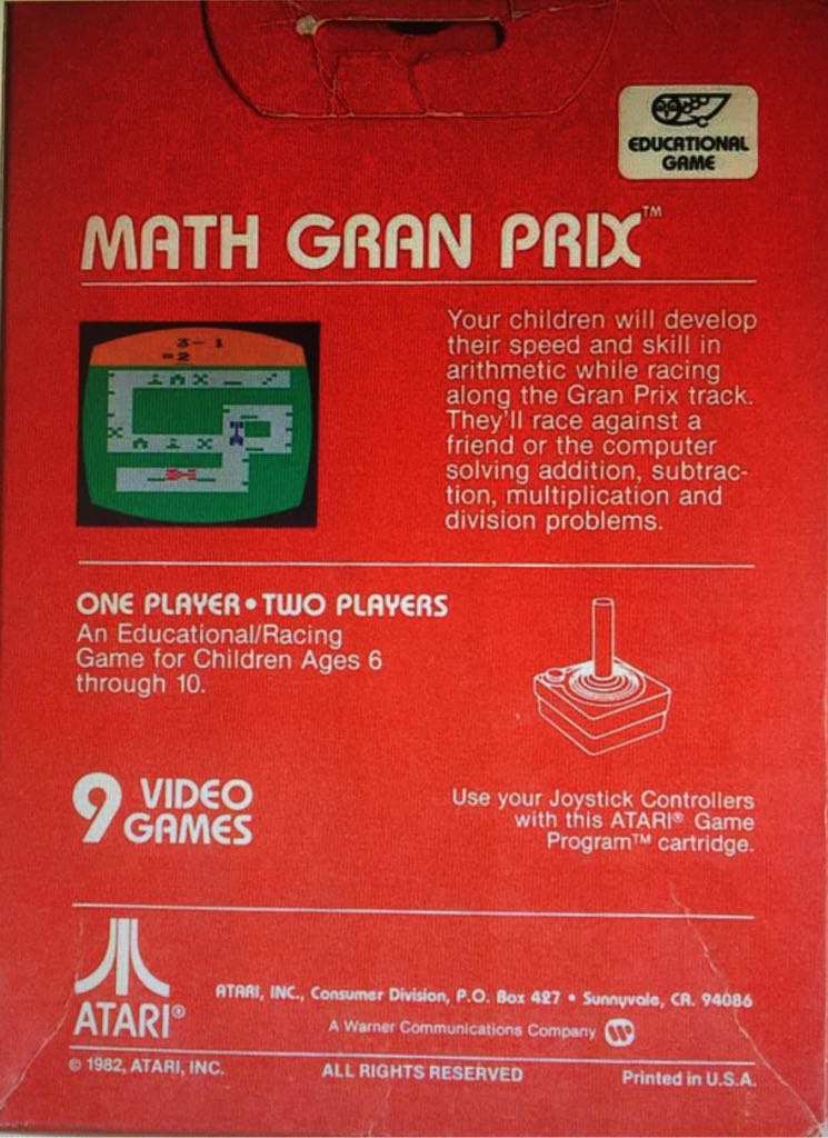 Math Gran Prix - Atari 2600 (Atari Inc.) video game collectible - Main Image 2