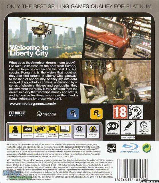Grand Theft Auto IV Platinum - Sony PlayStation 3 (PS3) (Rockstar Games - 16) video game collectible [Barcode 5026555402934] - Main Image 2