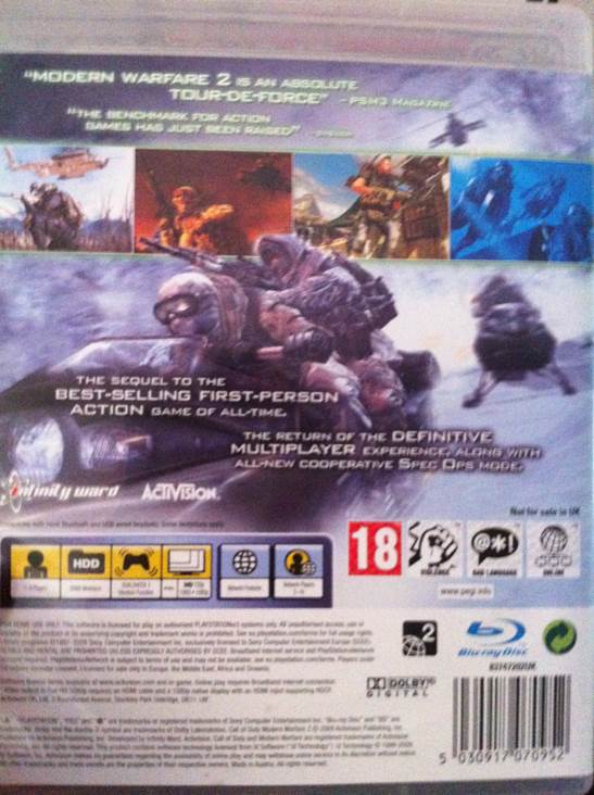 Call of Duty: Modern Warfare 2 Remastered Campaign - Sony PlayStation 3 (PS3) (Activision - 1-4) video game collectible [Barcode 5030917070952] - Main Image 2