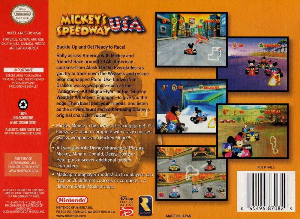 Mickey’s Speedway USA - Nintendo 64 (N64) video game collectible - Main Image 2