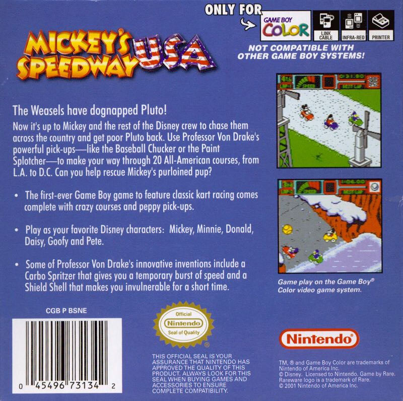 Mickey’s Speedway USA - Nintendo Game Boy Color video game collectible - Main Image 2