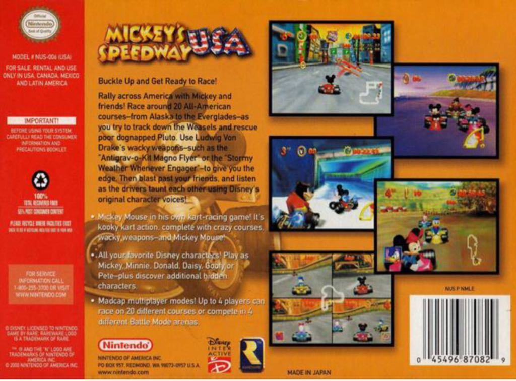 Mickey’s Speedway USA - Nintendo 64 (N64) (Nintendo - 1-4) video game collectible - Main Image 2