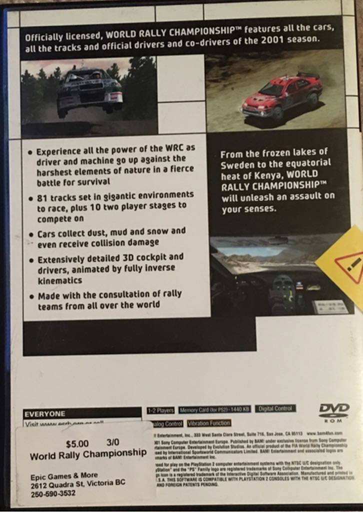 WRC - Sony PlayStation 2 (PS2) (Evolution Studios - 1) video game collectible [Barcode 711719281429] - Main Image 2