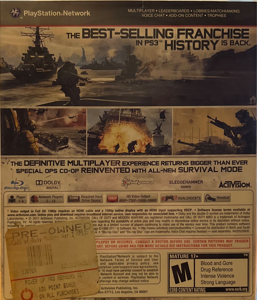 Call Of Duty: Modern Warfare 3 - Sony PlayStation 3 (PS3) (Activision - 1-4) video game collectible - Main Image 2