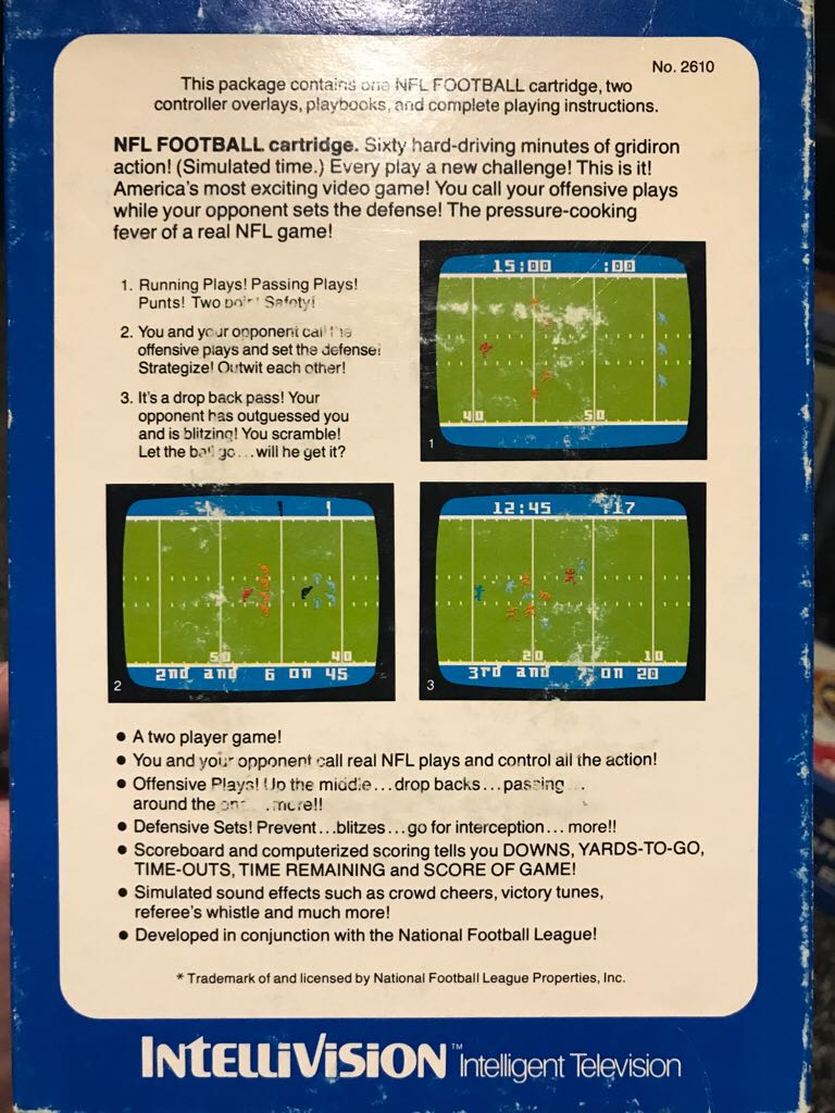 NFL Football - Intellivision (Mattel Electronics) video game collectible - Main Image 2