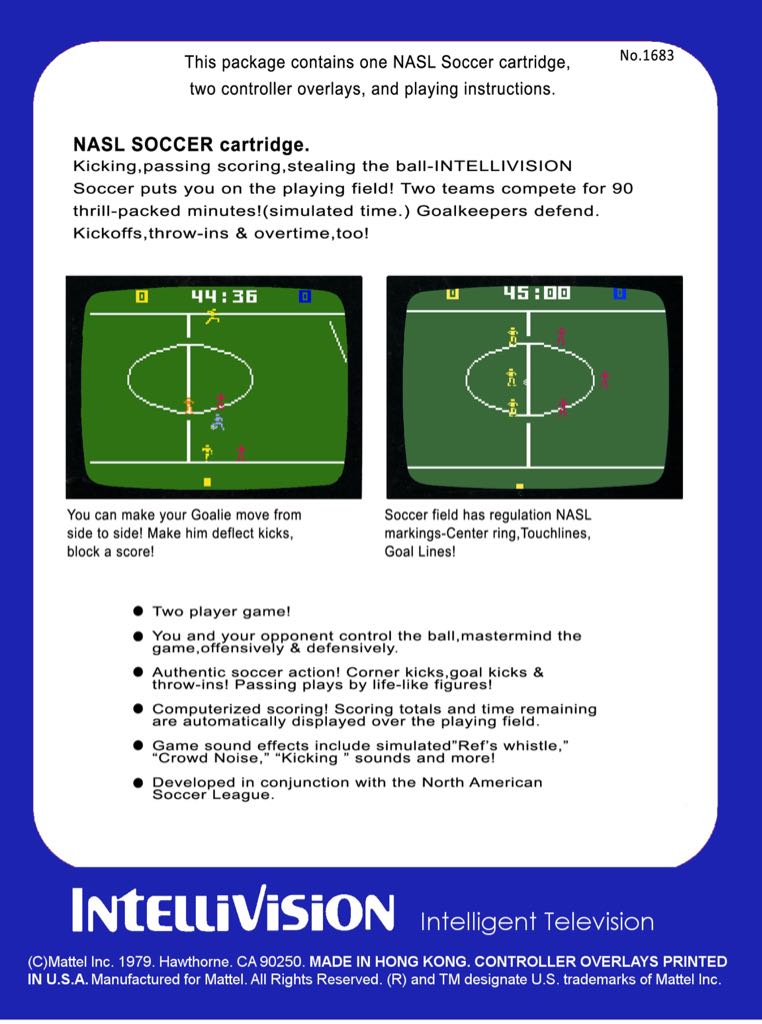 NASL Soccer - Intellivision video game collectible - Main Image 2