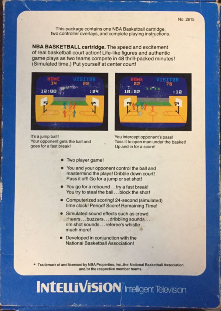 NBA Basketball - Intellivision video game collectible - Main Image 2