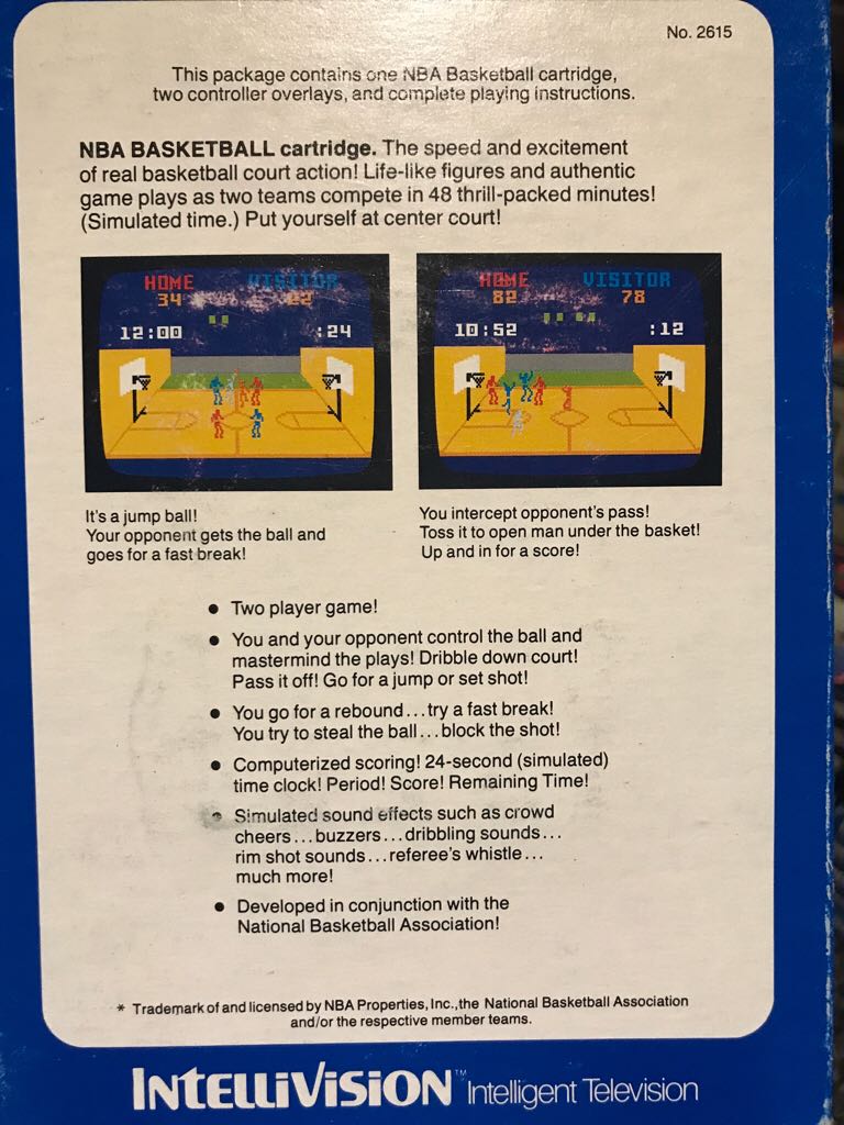 NBA Basketball - Intellivision (Mattel Electronics) video game collectible - Main Image 2