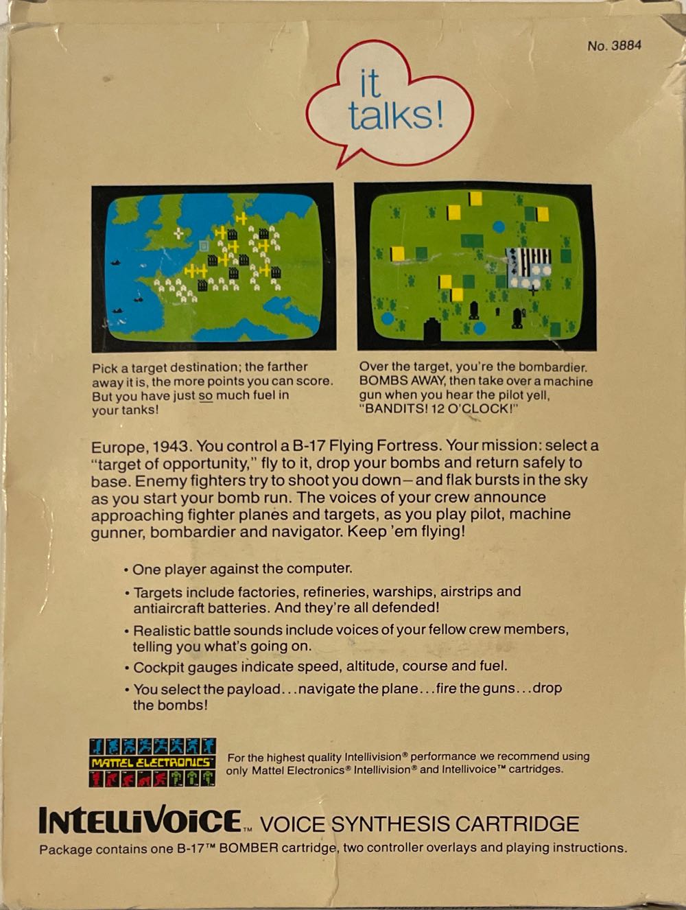 B-17 Bomber Intellivoice - Intellivision (Mattel Electronics - 1) video game collectible - Main Image 2