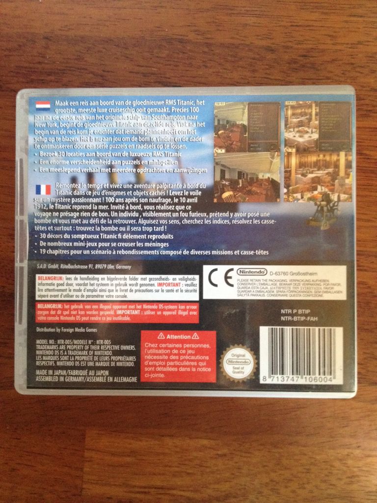 Titanic Mystery - Nintendo DS video game collectible [Barcode 8713747106004] - Main Image 2