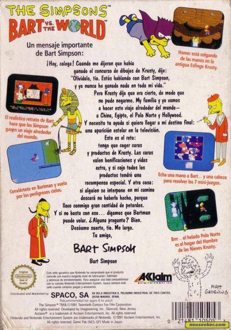 The Simpsons Bart vs. the World - Nintendo Entertainment System (NES) (Acclaim) video game collectible [Barcode 741062112095] - Main Image 2